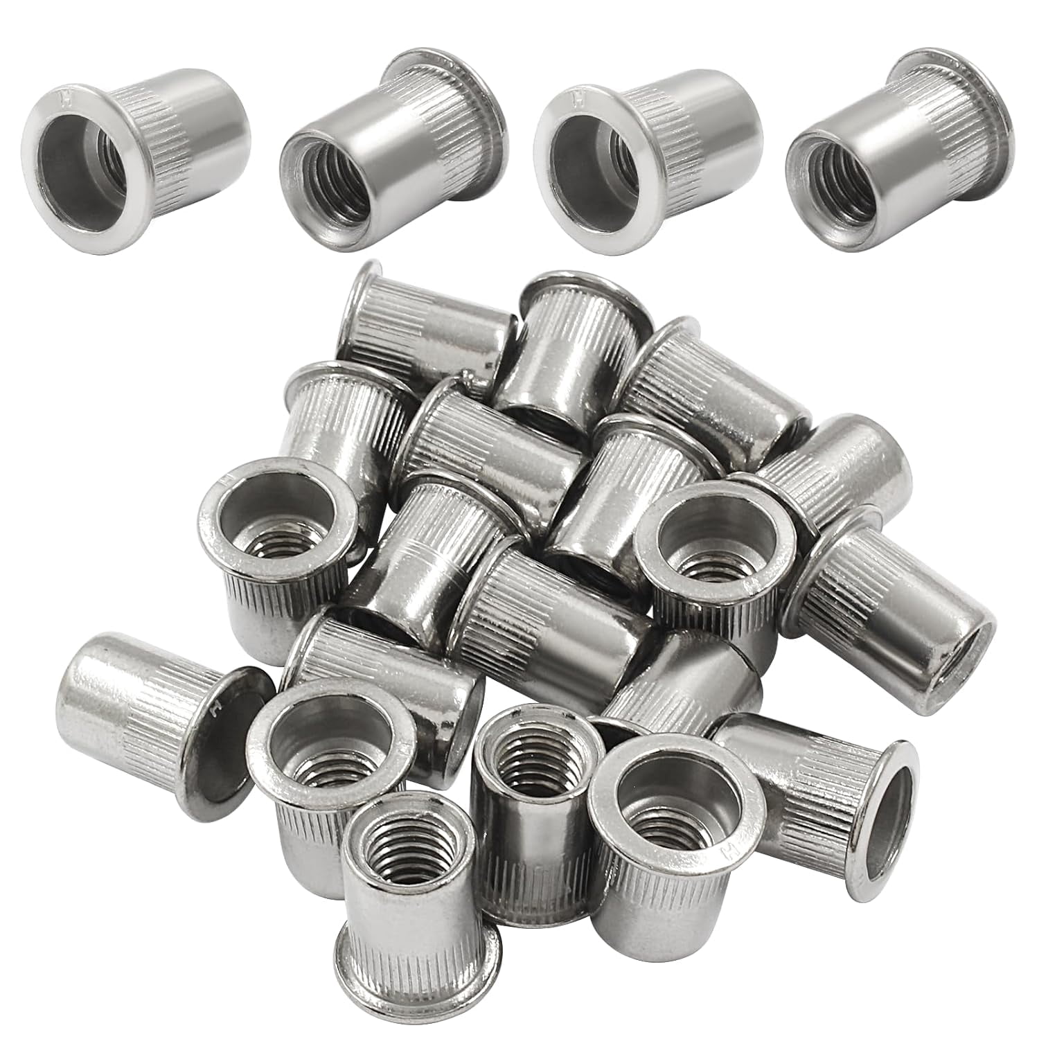 20 3/8 Inch-16 Rivet Nuts - Aluminum Alloy Flat Head Threaded Insert Nuts, for Improved Performance and Durability