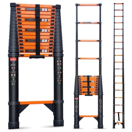 20.3-FT lightweight portable telescopic ladder with 330-pound load capacity, Multi-Purpose collapsible aluminum alloy telescopic ladder , suitable for rooftops, RVs, and outdoor use