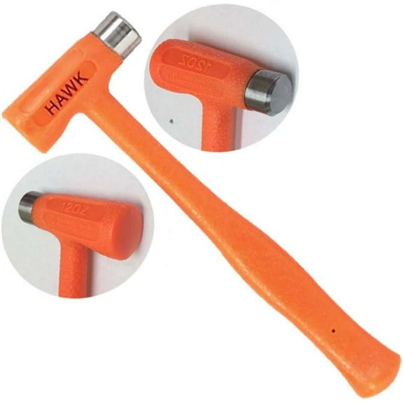 (20.3 cm) Deadblow Hammer/Mallet | Dual-Head 0.75" (1.9 cm) Alloy & 1" (2.5 cm) PVC | 12 oz Weight | Bright Orange Sure Grip Handle
