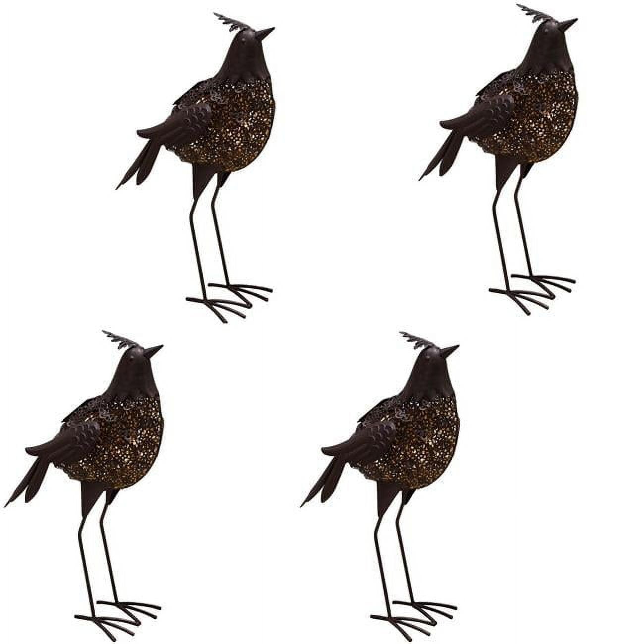 Hammer Tone Bronze Steel Bird Garden Statue with Solar Light