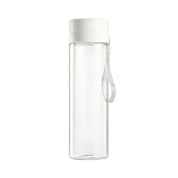 20.3 oz Clear Water Bottle,Built-In Measurement Marks Leakproof Lid Hydration Tumbler for Gym Office Work Daily Use,White