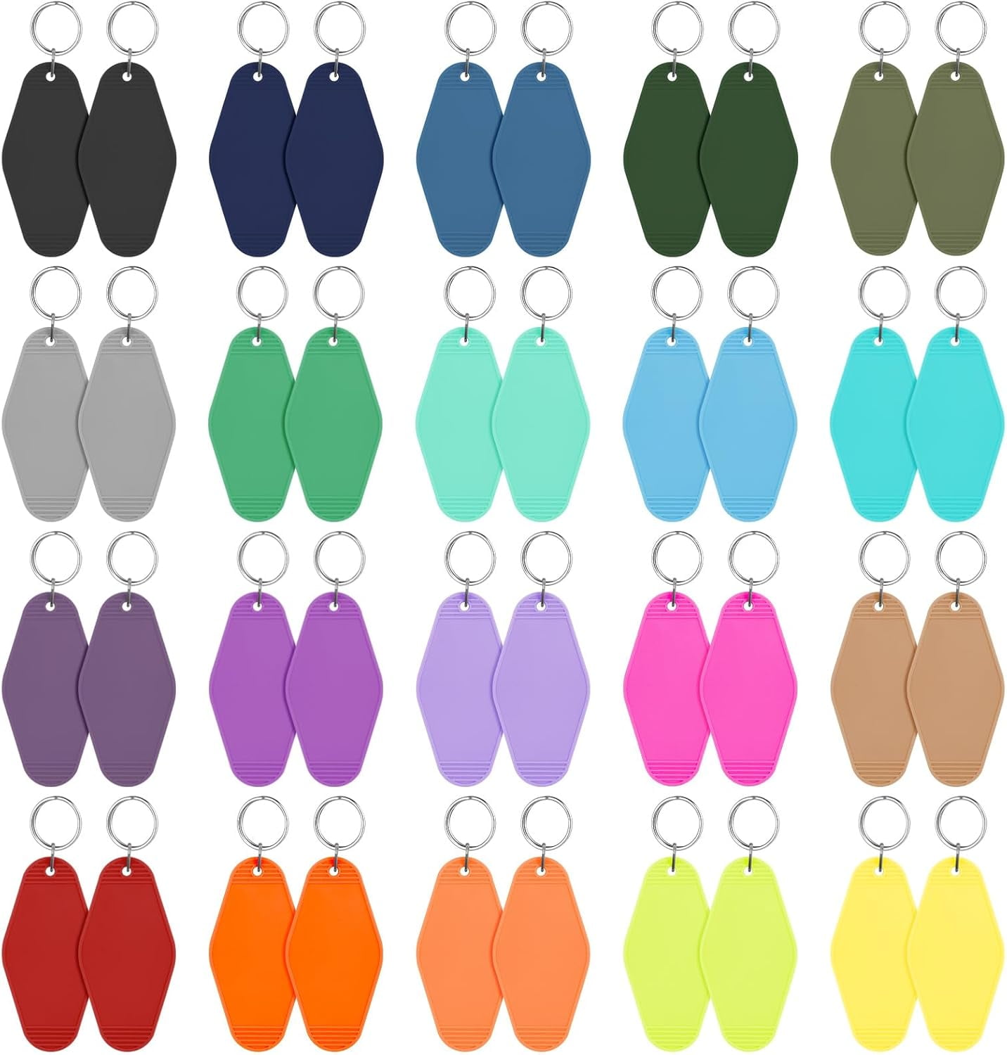 20/30/40/80 PCS Hotel Keychain Blank with Key Rings, 60 Colors Motel Key Chains for DIY Keychains