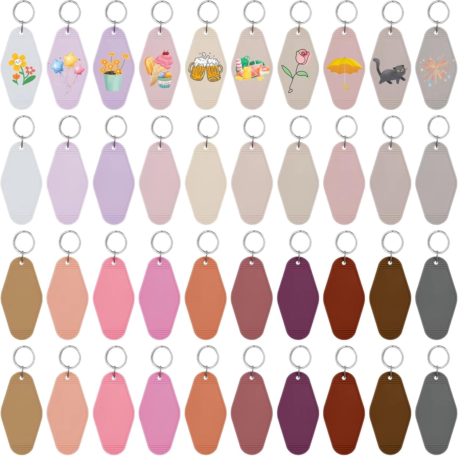20/30/40/80 PCS Hotel Keychain Blank with Key Rings, 60 Colors Motel Key Chains for DIY Keychains