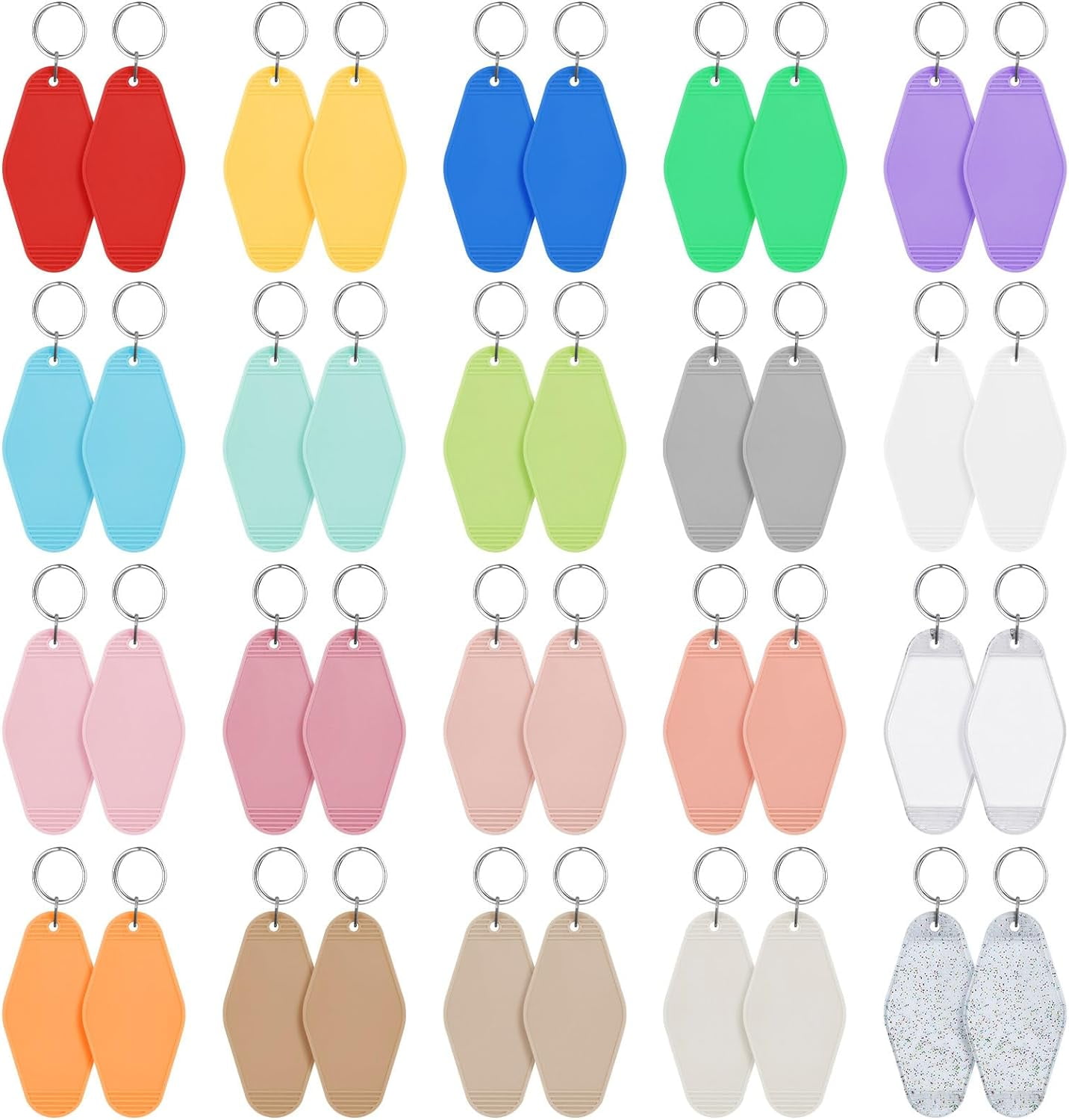 20/30/40/80 PCS Hotel Keychain Blank with Key Rings, 60 Colors Motel Key Chains for DIY Keychains