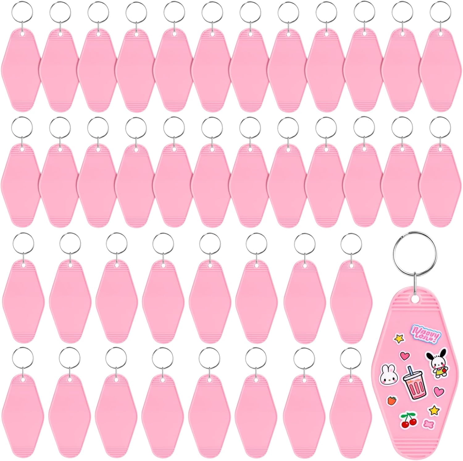 20/30/40/80 PCS Hotel Keychain Blank with Key Rings, 60 Colors Motel Key Chains for DIY Keychains