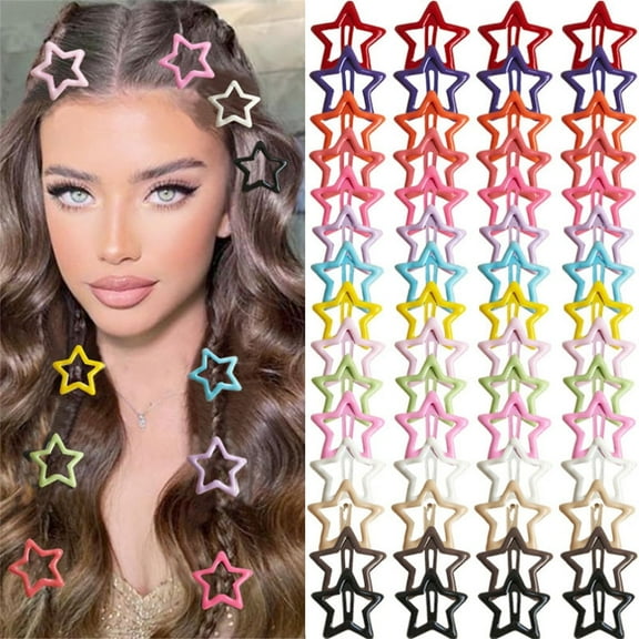 20/30/50/70Pcs/set Mixed load Y2K BB Solid Star Hairclips Colorful Sweet Star Barrettes ersatile Metal Snap Clip Accessories
