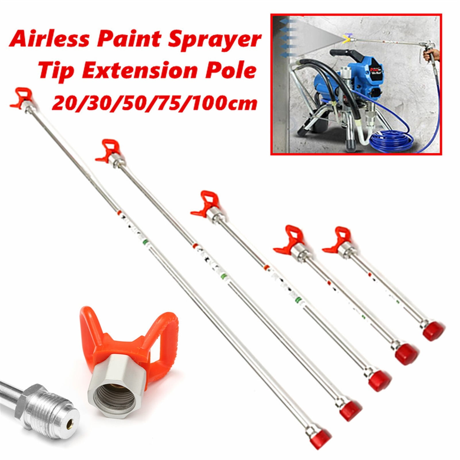 20/30/50/75/100cm Sprayer Extension Rod Airless Paint Spray Guns Tip