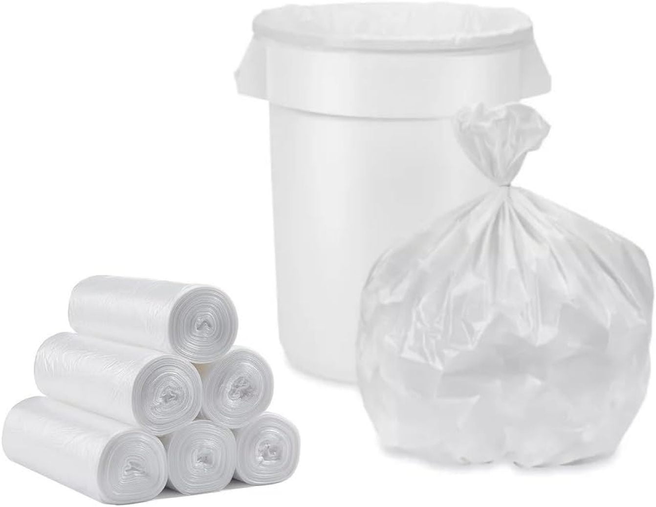 20-30 Gallon 14 Mic Clear Can Liners 30"x36" Tall Trash Bags for Kitchen Office, Home, School, Bath High Density Garbage Bags (250)