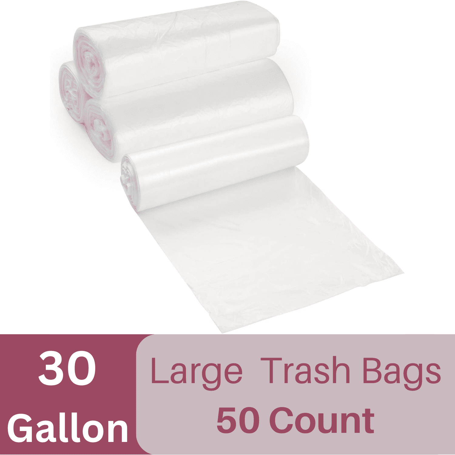 20 30 Gallon Clear Trash Bags 50 Count Large Garbage Can Liners for Kitchen Office Home Hospital and Industrial Wastebaskets