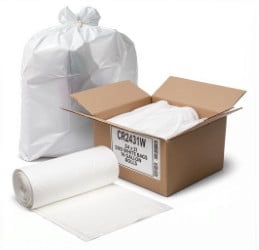 20 - 30 Gallon Trash Bags (PACK OF 200) Linear Low Density Bright White Garbage Bags by Aluf Plastics - Great for Home, Kitchen, Bathroom, Hospitality, Healthcare, Office, and more
