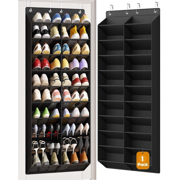 20-30 Pairs Over the Door Shoe Organizer, 10 Tiers Shoe Rack for Door, Hanging Shoe Organizer Storage for Closet, Bedroom, Bathroom with Wider & Deeper Pockets