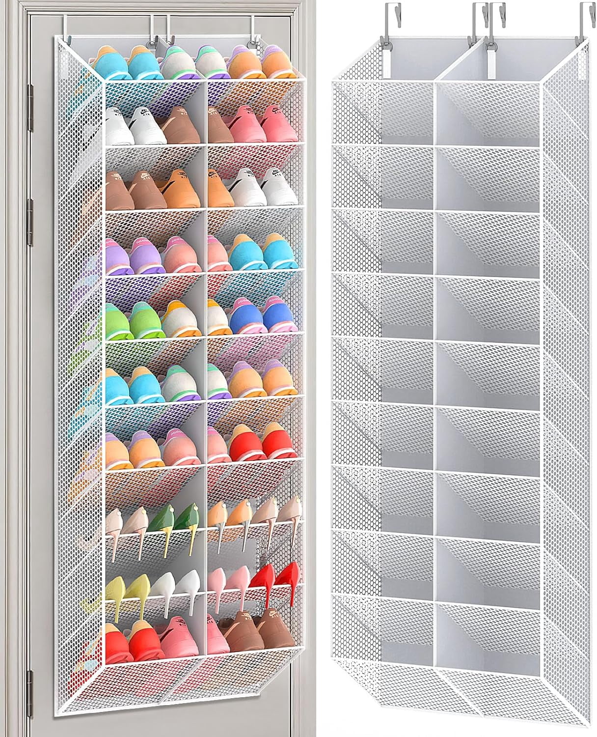 20-30 Pairs Over the Door Shoe Organizer, Breathable Mesh Pocket