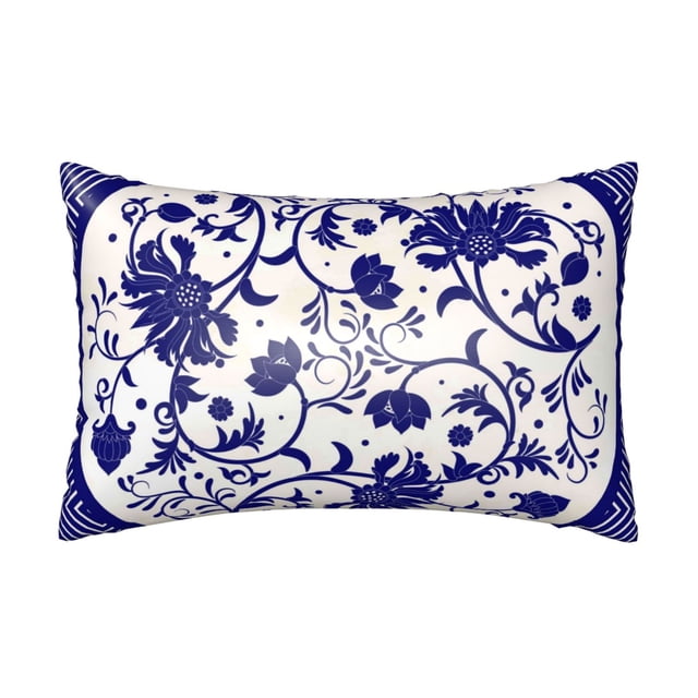 20" *30" Satin Pillowcase for Hair and Skin Blue And White Porcelain
