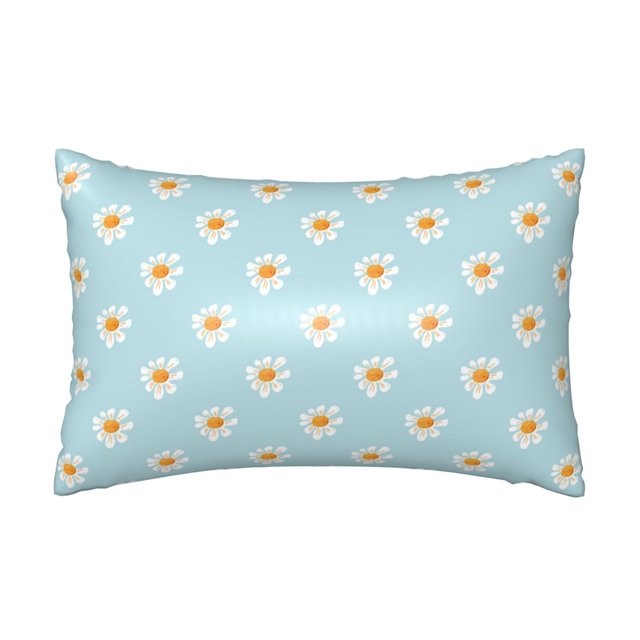 20" *30" Satin Pillowcase for Hair and Skin Daisies Flowers Light Blue