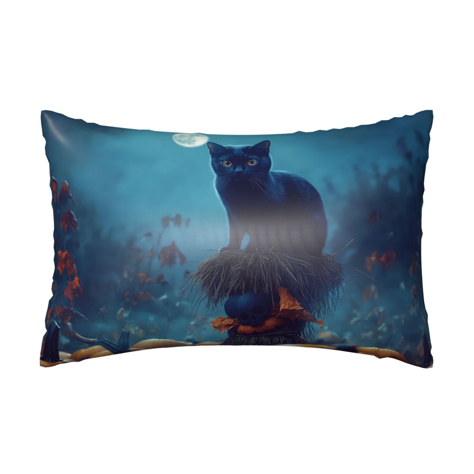 20" *30" Satin Pillowcase for Hair and Skin Halloween Pumpkin Black Cat