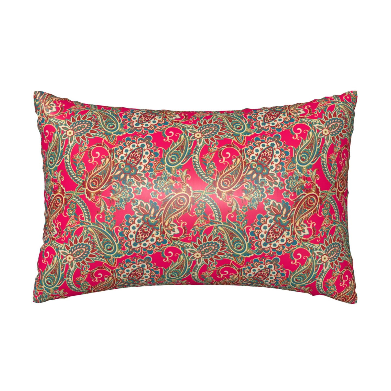 20" *30" Satin Pillowcase for Hair and Skin Red Green Paisley Similar