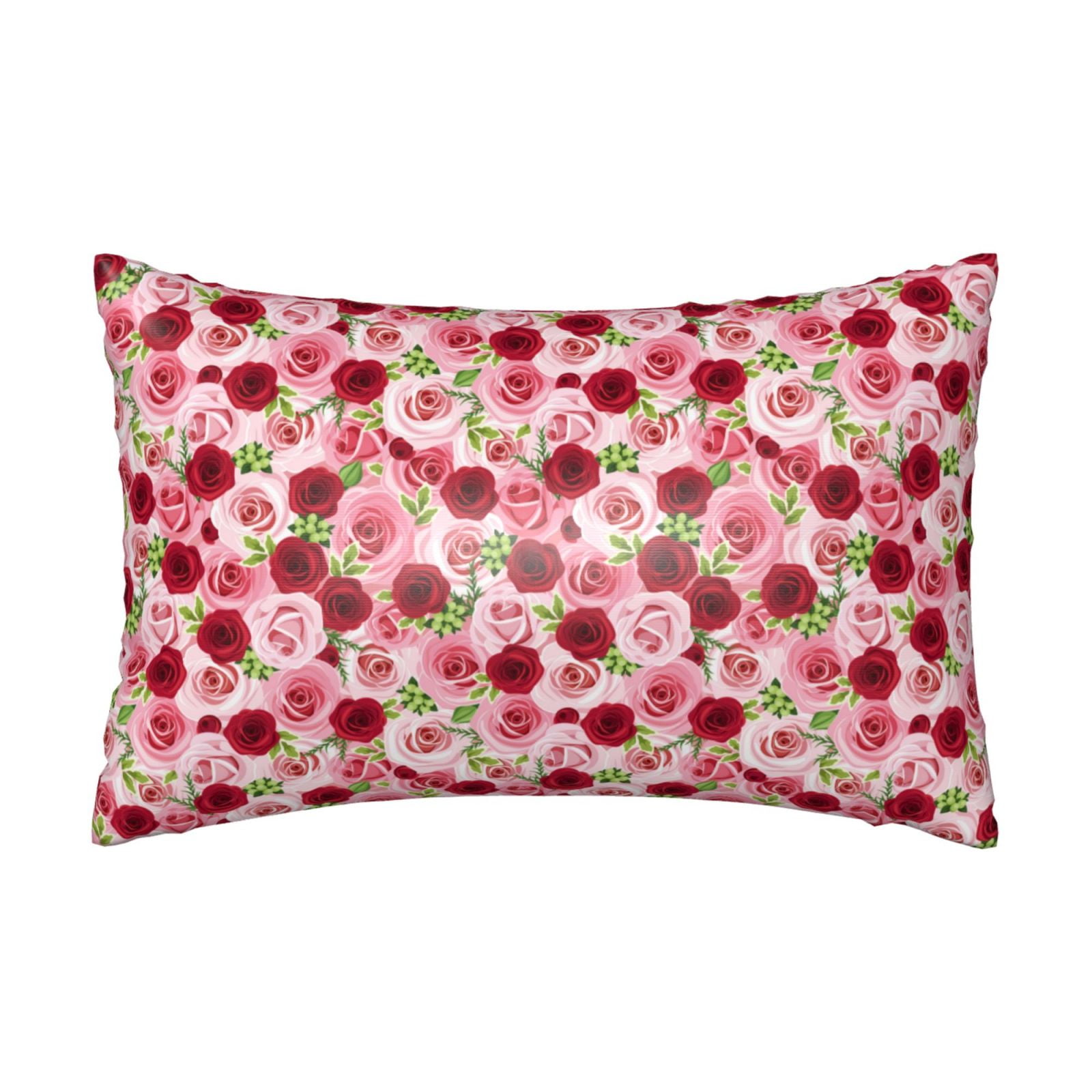 20" *30" Satin Pillowcase for Hair and Skin Rose Flowers Pink Red