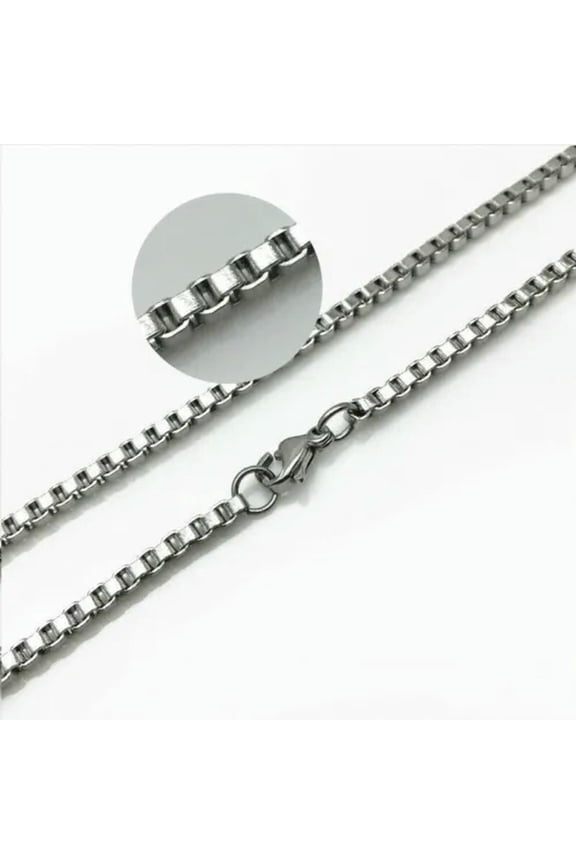 20-30" Unisex 316L Stainless Steel Necklace Curb Square Chain 2-5 Widths