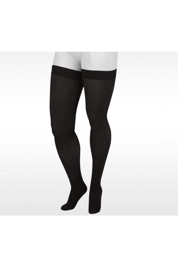4411 Basic Closed Toe Thigh Highs w/ Silicone Band - 20-30 mmHg Reg Black II