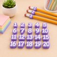 thumbnail image 1 of 20/30PCS Numbered Pencil Toppers, Reusable Classroom Pencil Labels for Teachers, Pencil Tracking Markers for School Supply Stations and Organization(Numbers 1-20/Purple), 1 of 7