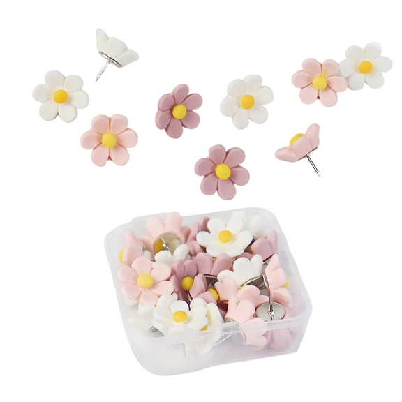 20/30Pcs Flower Push Pins Cork Notice Board Thumb Tacks Drawing Pins Map Pins for Office Notice