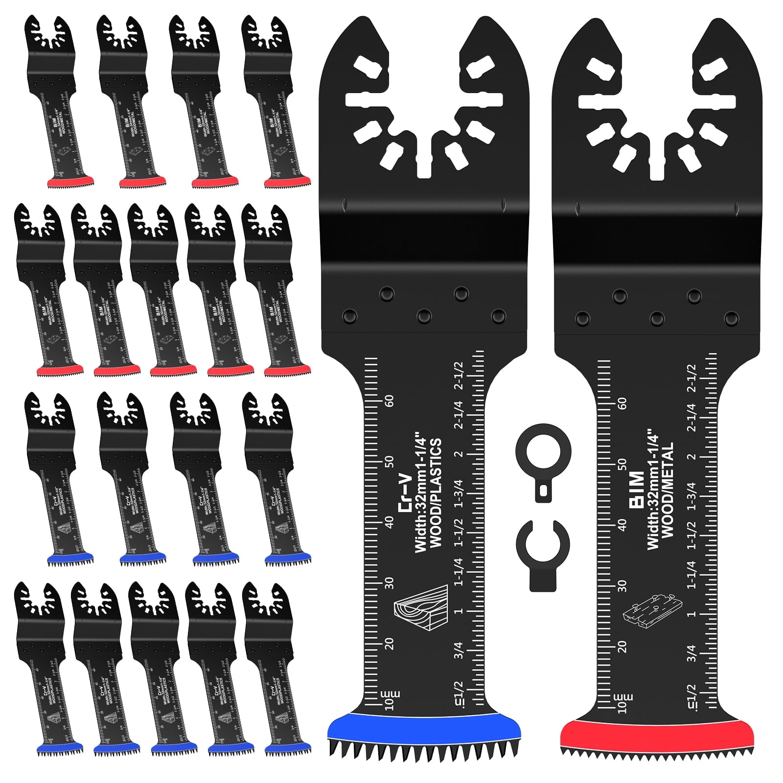 Evjurcn 20/30Pcs Oscillating Multitool Blades, Extra Long 2.68" Cr-V & Bi Metal Arc Tooth Saw Blade – Low Vibration Universal Fit for Wood, Soft Metal & Plastic