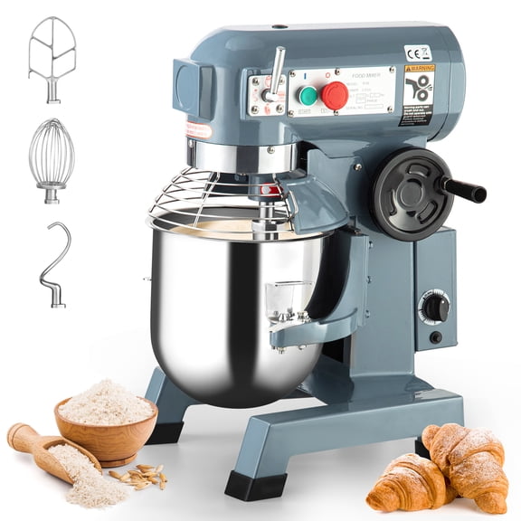 20/30Qt Commercial Food Mixer, 110V 3 Speeds Adjustable, Stainless Steel Bowl, With Safety Guard, Premium for Schools Bakeries Restaurants Pizzerias