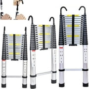 20.34 FT/6.2M Extension Ladder Aluminum Telescoping Compact Ladders Multi-Position Lightweight Step Ladder with Detachable Hook Button Retraction & 330 Lb Capacity for Household Daily Garage Clean