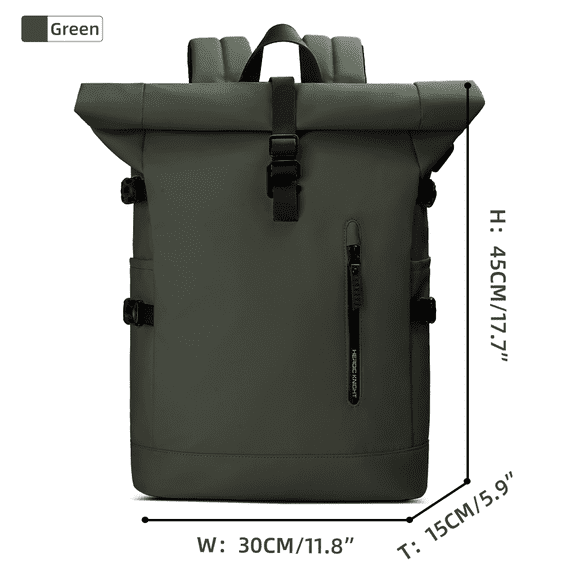 20-35L Expandable Roll-top Waterproof Backpack With USB Charging Port, Anti-Theft Laptop Daypack For Travel, Hiking & Commuting, Durable 600D Oxford Pack