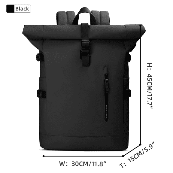 20-35L Expandable Roll-top Waterproof Backpack With USB Charging Port, Anti-Theft Laptop Daypack For Travel, Hiking & Commuting, Durable 600D Oxford Pack