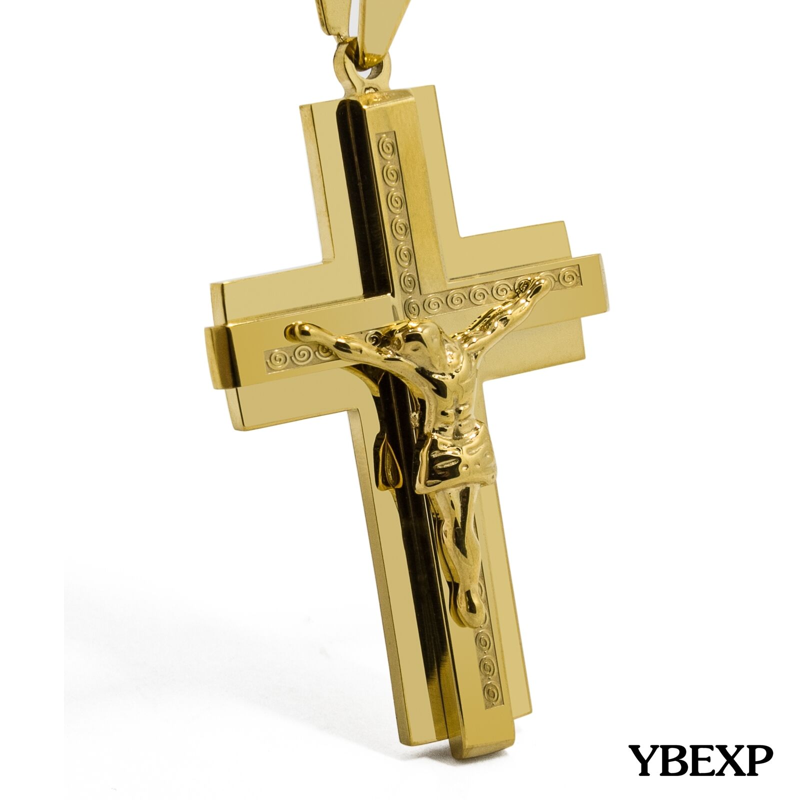 2036" MENS Stainless Steel Gold Black Silver Jesus Cross Pendant