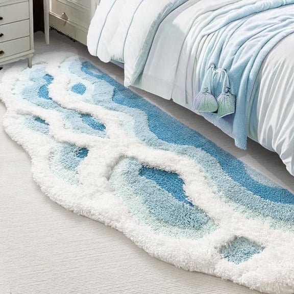 20"×36" Soft Shag 3D Stereo Wave Moss Bedside Rug,Moss rug Cute Moss Bathroom Rug Boho Aesthetic Leaf Leaves Bath Mat Shaggy Non Slip Absorbent Shower Mat Décor