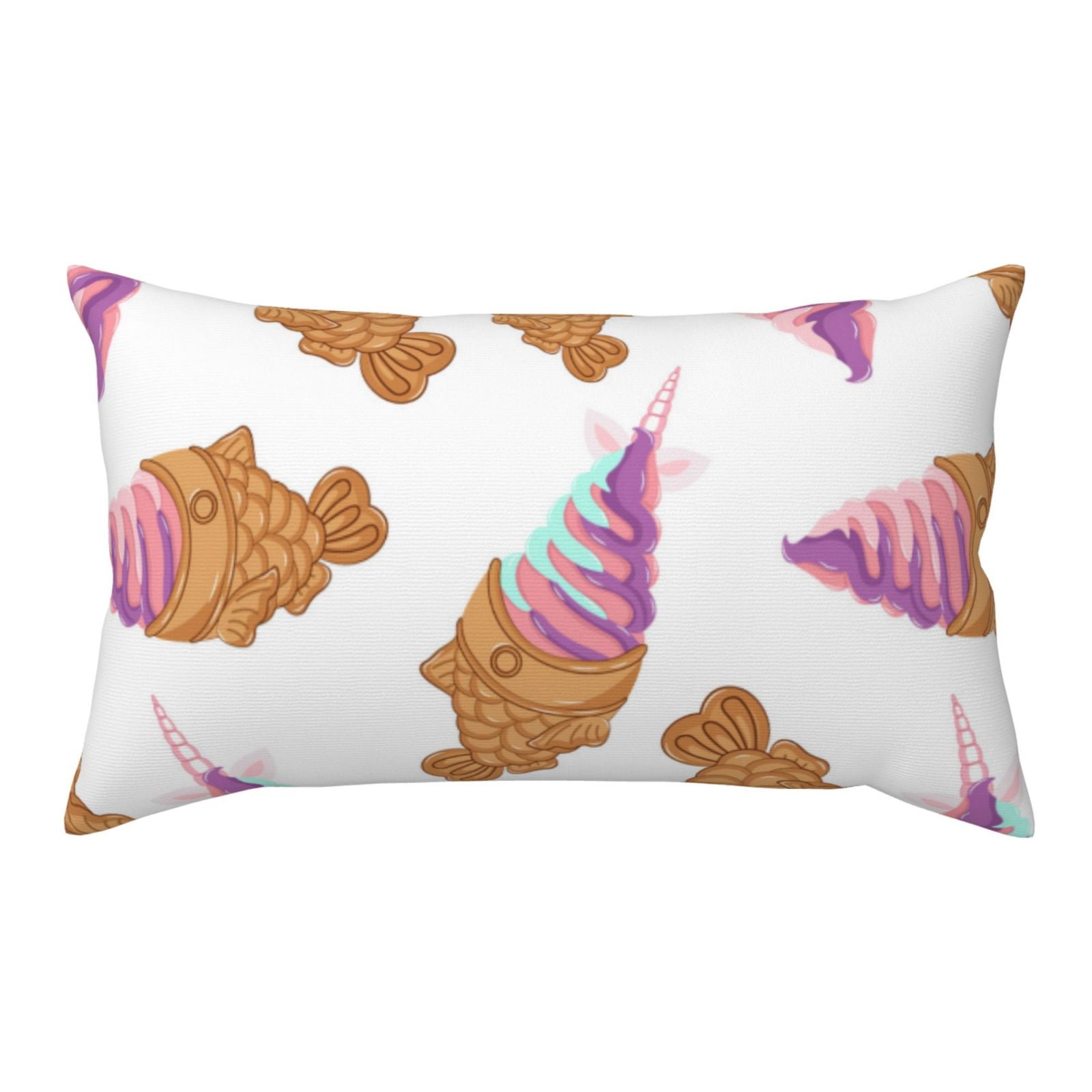 20*36 in Throw Pillow Covers (No Pillow) Funny Fish Shaped Ice Cream
