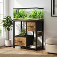 thumbnail image 1 of 20-37 Gallon Aquarium Stand with Power Outlets & 2 Storage Drawers, Heavy Duty Metal Fish Tank Stand for Fish Tank Accessories, 3 Tier Tank Stand Fish Tank Shelf, 400lbs Capacity, Brown, 1 of 8