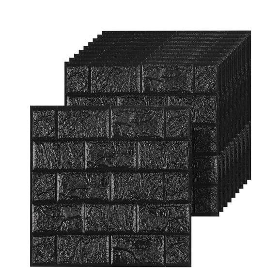 20 3d Wall Panels Peel And Stick Faux Foam 11.8"*11.8" Black Brick Wallpaper For Walls Tiles Paneling Self-adhesive Diy Interior Decor