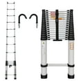 thumbnail image 1 of 20.3ft Aluminum Telescopic Ladder Folding Ladder with 2 Detachable Hooks, Weight 36lbs, Adjustable Height, 330lbs Load Capacity, EN131 Standard, with Non-Slip Rubber Feet, Space Saving, 1 of 1
