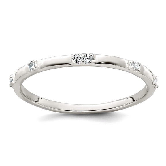 20.3mm 925 Sterling Silver Polished Cubic Zirconia Ring Size 6 Ring for Women - .8 Grams