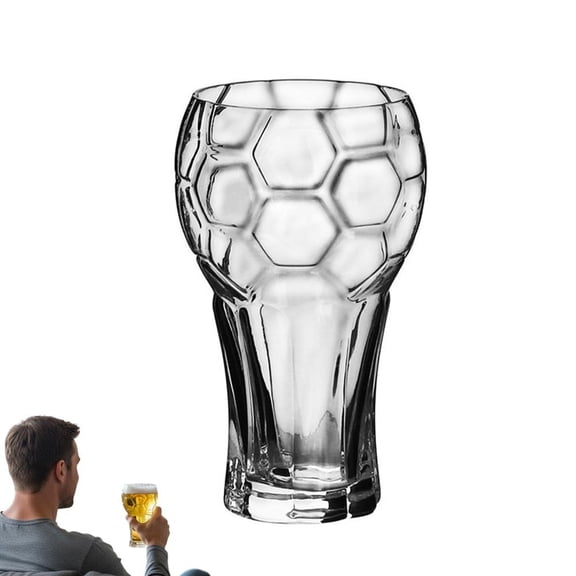 20.3oz Soccer Ball Shaped Beer Glass, Large Capacity Crystal Glassware for Game Day Viewing Parties, Creative Football Merchandise & Novelty Gift for Fans