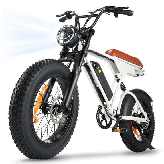 20*4.0" Fat Tire Electric Bike,750W Motor,20MPH,Front and Rear Shock Absorbers,LCD Display,Hydraulic Disc Brakes,White