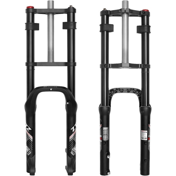 20 * 4.0 inch Fat Tire Oil Spring Suspension Fork - 180mm Travel, 135mm Spacing Hub, 9mm QR, Double Crown Shock Front Fork, Fit for Fat Snow Beach Ebikes