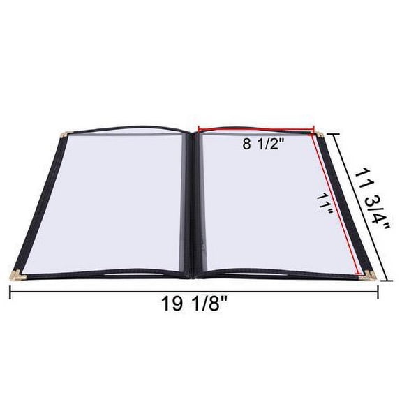 20 4 Page 8 View Menu Covers 8.5x11 Protective Corner Restaurant Book Cafe Black