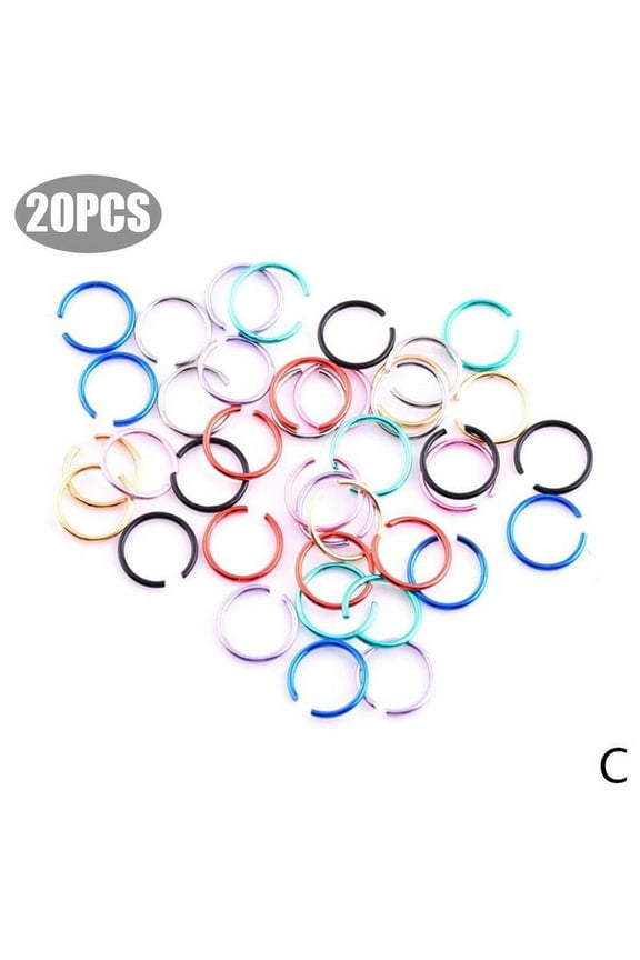 20/40/100pcs Multicolor Golden Small Stainless Steel Open Hoop Piercing Septum Nose Ring Hoop Lip Hoop Rings Earrings Cartilage Jewelry C2M0