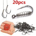 Explosion Hook 20/40Pcs Carp Fishing Hook with Spring Ring Barbed Swivel Explosion Jig ...