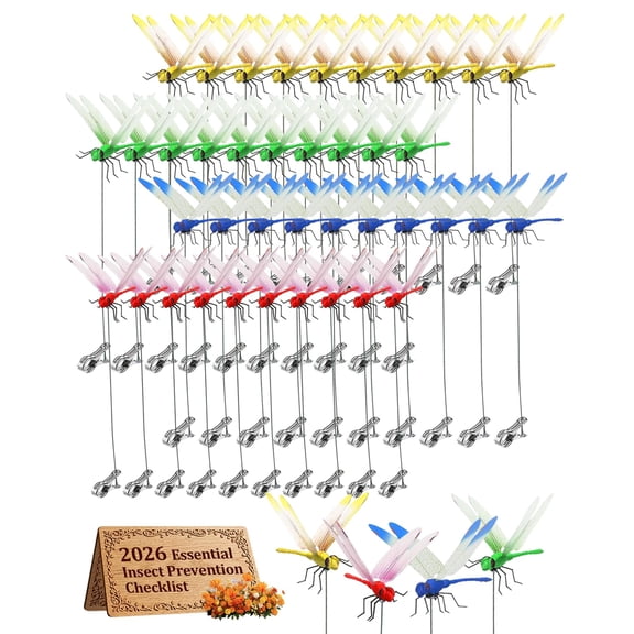 20/40Pcs Dragonfly Dragon Fly Clips for Bugs Repellent Decor 3D Garden Outdoor Flying Butterflies Decorations Fake to Keep Away Metal Bamboo Stakes Decorative Yard Ornaments Hat Golf Moving