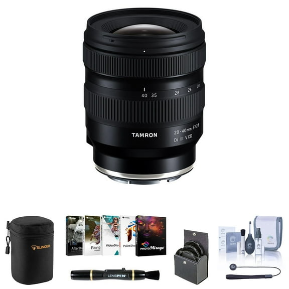 Tamron 20-40mm f/2.8 Di III VXD Lens for Sony E Bundle with Corel PC Software Kit, 67m Filter Kit, Lens Case, Lens Cleaner, Cleaning Kit, Universal Lens Cap Tether