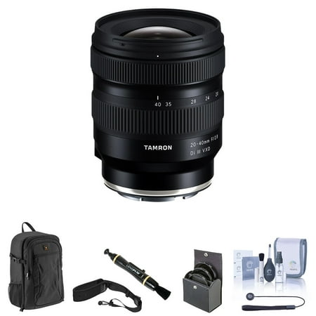 20-40mm f/2.8 Di III VXD Lens for Sony E Bundle with Backpack, 67mm Filter Kit, Camera Strap, Lens Cleaner, Cleaning Kit, Universal Lens Cap Tether
