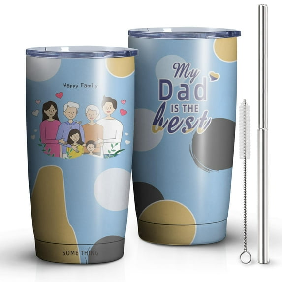 20-40oz Handle Water Cup with Cartoon Family Portrait - the Best Birthday Gift for Dad, Mom, Grandpa, Grandma, Sister and Brother