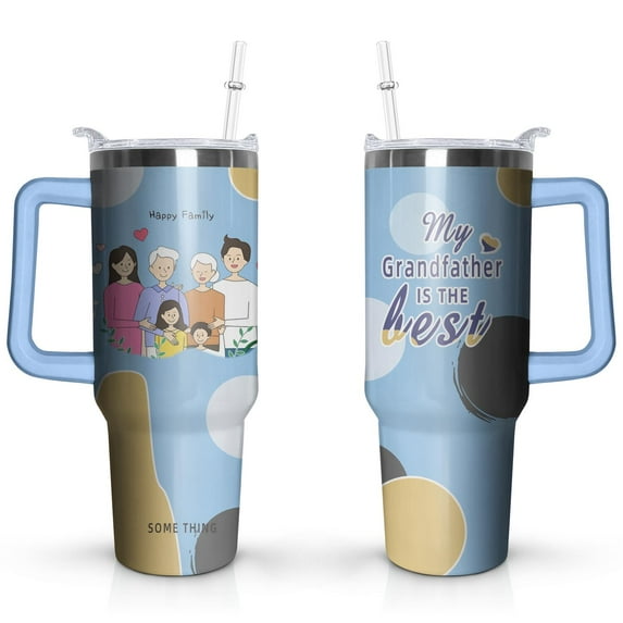 20-40oz Handle Water Cup with Cartoon Family Portrait - the Best Birthday Gift for Dad, Mom, Grandpa, Grandma, Sister and Brother