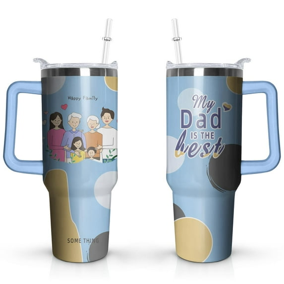 20-40oz Handle Water Cup with Cartoon Family Portrait - the Best Birthday Gift for Dad, Mom, Grandpa, Grandma, Sister and Brother