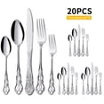 thumbnail image 1 of 20/40pcs of Beautiful Vintage Silverware Set, Made of silvery Stainless Steel, Perfect for Elegant Dining, an Ideal Gift for Women, And Suitable for Home Kitchens, Restaurants, And Weddings, 1 of 9